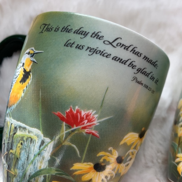 Set of 2 Lang Ceramic Coffee Mug Cup "Greeting The New Day" Susan Bourdet - Picture 8 of 10